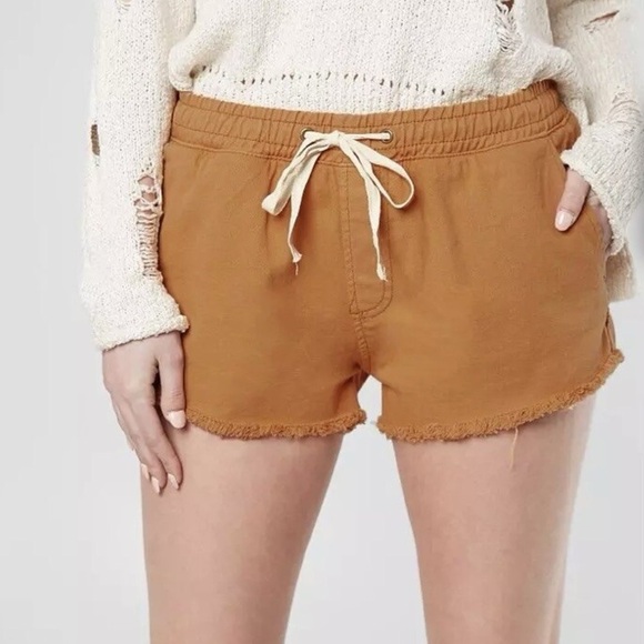 Billabong Coast Line Denim Short Orange Low Rise S Frayed Women Beach Surf Y2k - Picture 1 of 9